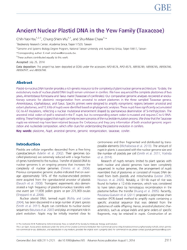 Ancient Nuclear Plastid DNA in the Yew Family (Taxaceae)