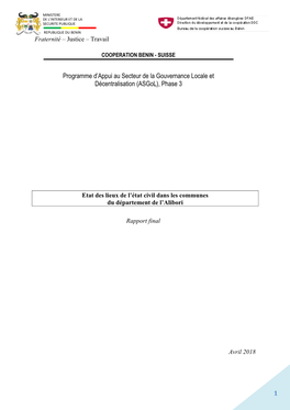 1 Programme D'appui Au Secteur De La Gouvernance Locale Et