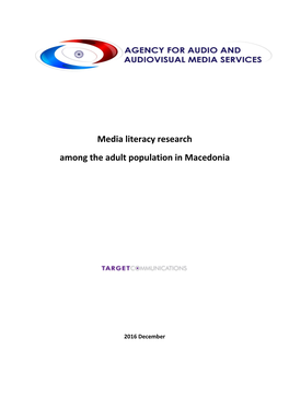 Media Literacy Research Among the Adult Population in Macedonia