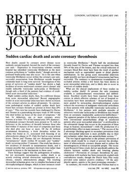 Sudden Cardiac Death and Acute Coronary Thrombosis