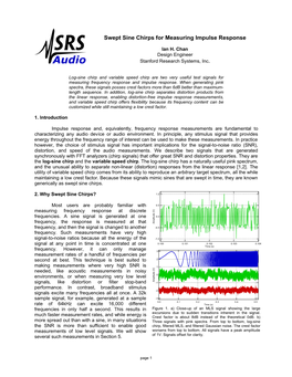 Swept Sine Chirps for Measuring Impulse Response