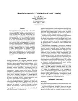 Domain Metatheories: Enabling User-Centric Planning