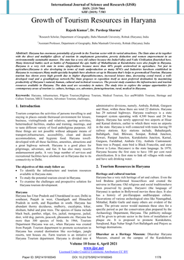 Growth of Tourism Resources in Haryana