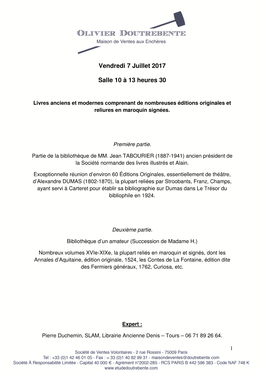 Vendredi 7 Juillet 2017 Salle 10 À 13 Heures 30