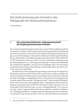 Die Ästhetisierung Der Gewalt in Der Pädagogik Des Nationalsozialismus