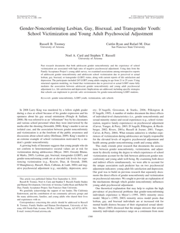 School Victimization of Gender-Nonconforming LGBT Youth