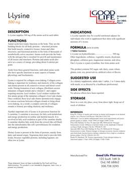 L-Lysine 500 Mg