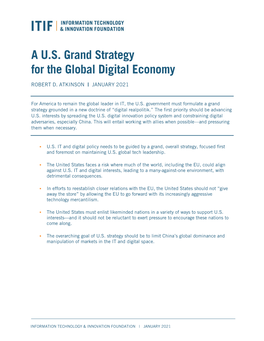 A U.S. Grand Strategy for the Global Digital Economy