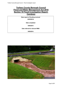 Section 19 Flood Investigation Report- Cwmbran