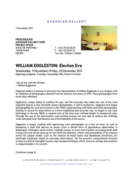 WILLIAM EGGLESTON: Election Eve