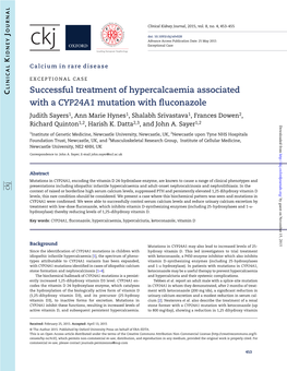 Successful Treatment of Hypercalcaemia Associated with A