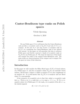 Cantor-Bendixson Type Ranks on Polish Spaces