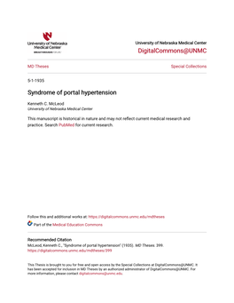 Syndrome of Portal Hypertension
