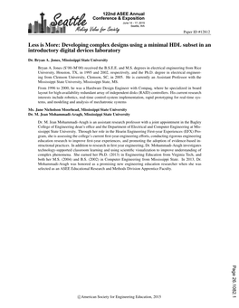 Less Is More: Developing Complex Designs Using a Minimal HDL Subset in an Introductory Digital Devices Laboratory