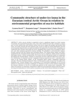 Community Structure of Under-Ice Fauna in the Eurasian Central Arctic Ocean in Relation to Environmental Properties of Sea-Ice Habitats