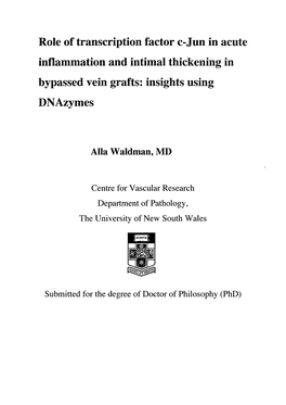 Role of Transcription Factor C-Jun in Acute Inflammation and Intimal Thickening in Bypassed Vein Grafts: Insights Using Dnazymes