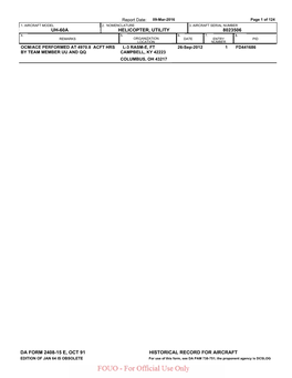 Uh-60A 8023506 Helicopter, Utility Historical Record