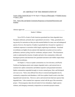 An Abstract of the Dissertation Of