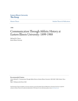 Communication Through Athletic History at Eastern Illinois University: 1899-1988 Michael H