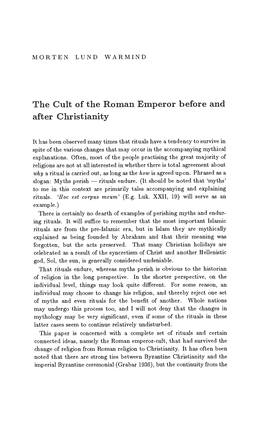 The Cult of the Roman Emperor Before and After Christianity