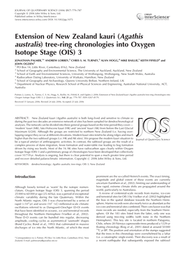 Agathis Australis) Tree-Ring Chronologies Into Oxygen Isotope Stage (OIS) 3