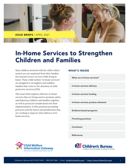 In-Home Services to Strengthen Children and Families