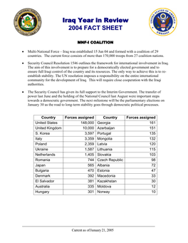 Iraq Year in Review 2004 FACT SHEET