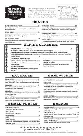 Sandwiches Salads Small Plates Alpine Classics