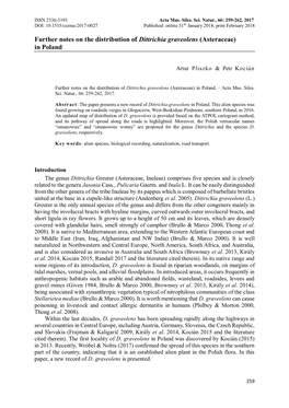 Further Notes on the Distribution of Dittrichia Graveolens (Asteraceae) in Poland