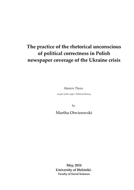 The Practice of the Rhetorical Unconscious of Political Correctness in Polish Newspaper Coverage of the Ukraine Crisis