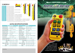 Alpha 500 Series INDUSTRIAL RADIO REMOTE CONTROL SYSTEMS