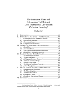 Environmental Harm and Dilemmas of Self-Interest: Does International Law Exhibit Collective Learning?