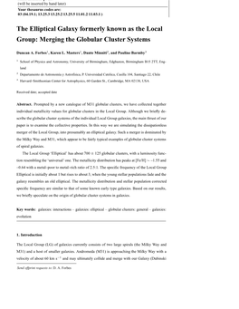 The Elliptical Galaxy Formerly Known As the Local Group: Merging the Globular Cluster Systems