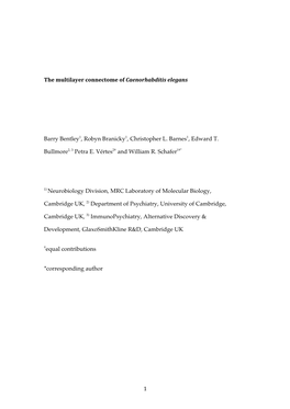 1 the Multilayer Connectome of Caenorhabditis Elegans