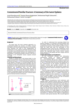 Comminuted Patellar Fracture: a Summary of the Latest Updates