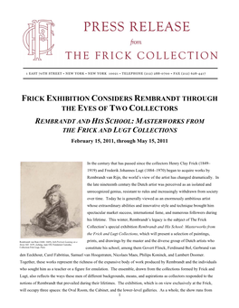 Frick Exhibition Considers Rembrandt Through the Eyes of Two Collectors