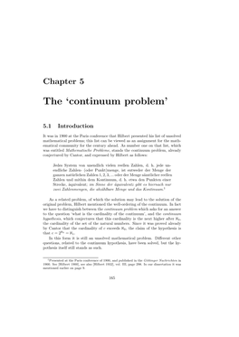 The 'Continuum Problem'