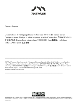 Florence Emptas L'ambivalence De L'éthique Politique Du Japon Du