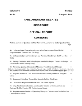 Parliamentary Debates Singapore Official Report