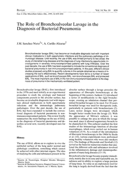 The Role of Bronchoalveolar Lavage in the Diagnosis of Bacterial Pneumonia