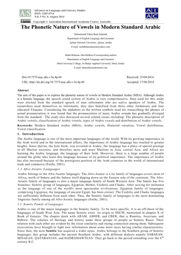 The Phonetic Nature of Vowels in Modern Standard Arabic