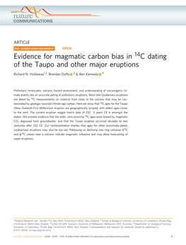 Evidence for Magmatic Carbon Bias in 14C Dating of the Taupo and Other Major Eruptions
