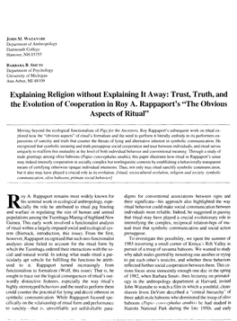 Trust, Truth, and the Evolution of Cooperation in Roy A. Rappaport's 