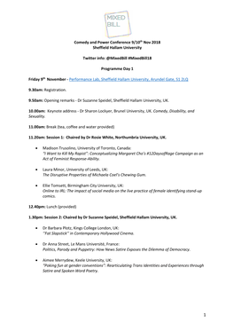 Comedy and Power Conference Programme and Abstracts