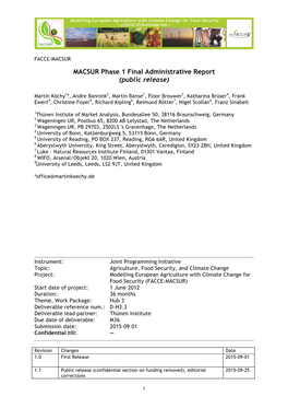 MACSUR Phase 1 Final Administrative Report (Public Release)