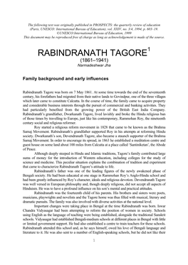 RABINDRANATH TAGORE1 (1861–1941) Narmadeshwar Jha
