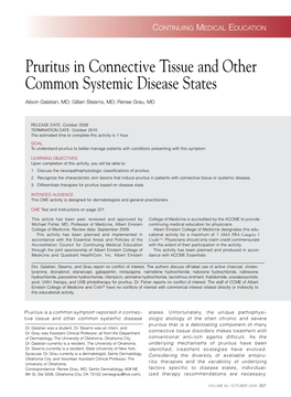 Pruritus in Connective Tissue and Other Common Systemic Disease States