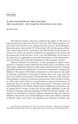 The Salesians 100 Years in Slovenia