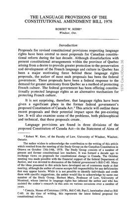 The Language Provisions of the Constitutional Amendment Bill 1978