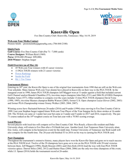 Knoxville Open Fox Den Country Club | Knoxville, Tennessee | May 16-19, 2019